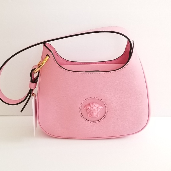 Versace La Medusa Convertible Leather Crossbody Bag Pink - Picture 2 of 11